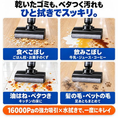 食べこぼし・飲みこぼし・油はね・ペットの毛をひと拭きで